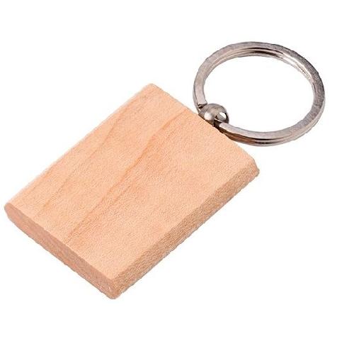 Custom Rectangular Wooden Key Holders With Metal Ring